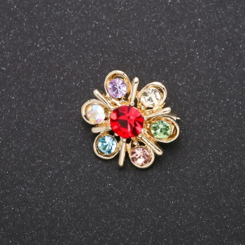 Broșă din seria «Accent» în nuanțe multicolore, metal galben, 18 mm