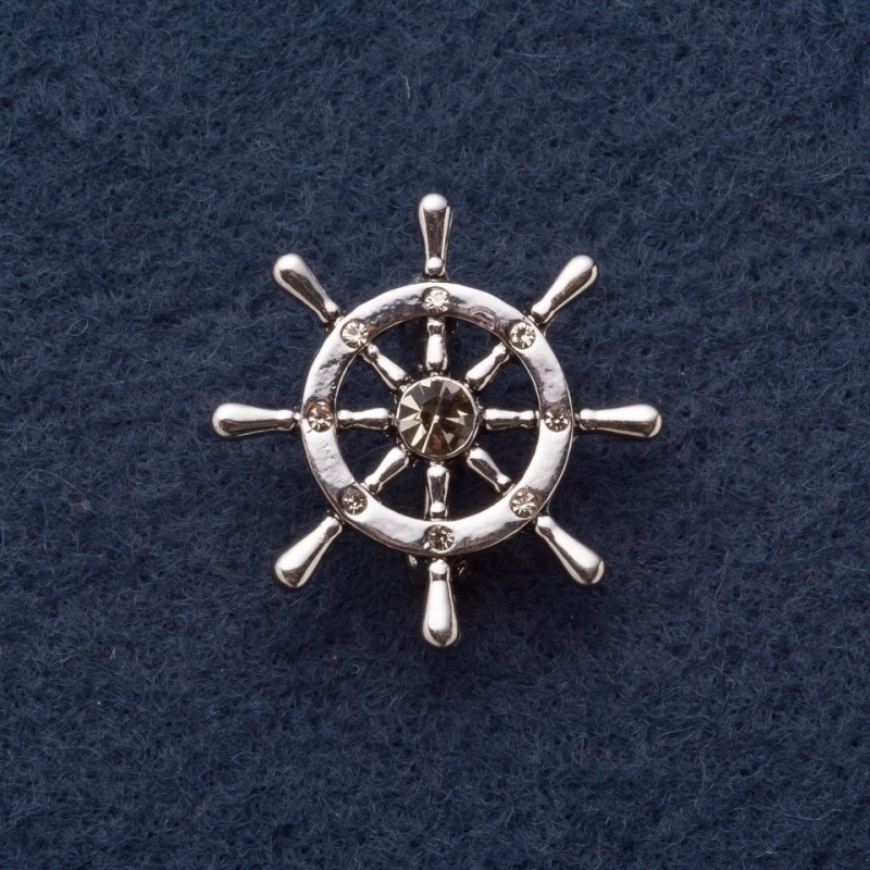 Broșă «Volan», diametrul de 3 cm, metal gri