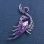 Broșă Dragon din metal argintiu, cu email și strasuri benzină 88×50 mm +