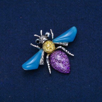 Broșă Fluture argintiu din metal 47×62 mm +