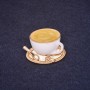 Broșă «Ceașcă de cafea» 25×30 mm email alb-galben, metal auriu