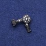 Broșă în formă de uscător de păr cu cristale, metal negru, 25×27 mm