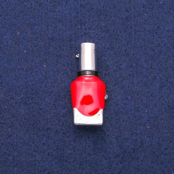 Broșă Lac roșu și negru email, metal argintiu 13×33 mm