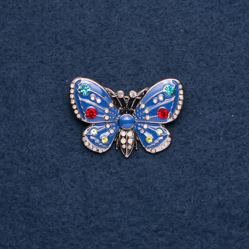 Broșă «Fluture» email albastru, 25x38 mm, culoare metalului auriu