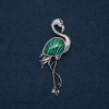 Broșă-pendent «Flamingo» din malahit natural, 85×30 mm