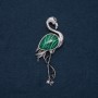 Broșă-pendent «Flamingo» din malahit natural, 85×30 mm