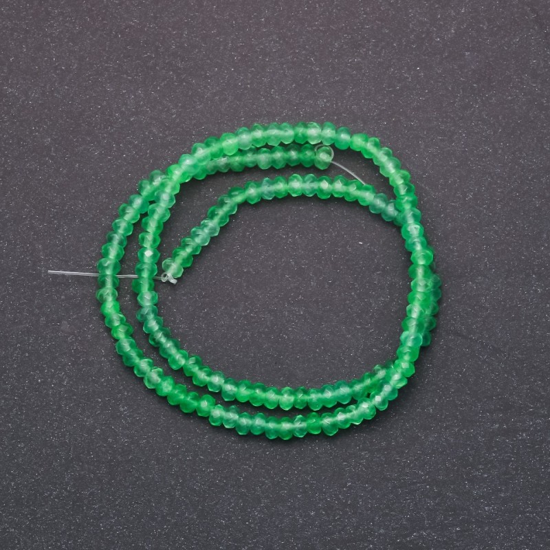 Mărgele din piatră sintetică colorată «Crizolit» rondel tăiat, diametrul 4×2 mm, șnur de 38 cm