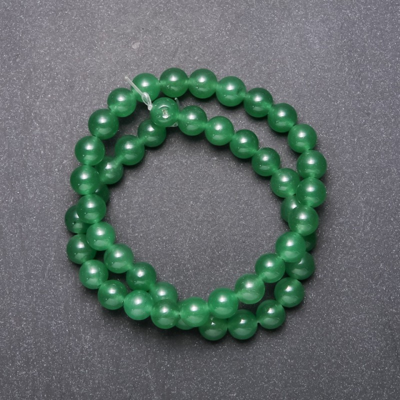 Mărgele de nefrit pe fir, bile netede, diametrul 10 mm, lungime 38 cm (+/-)