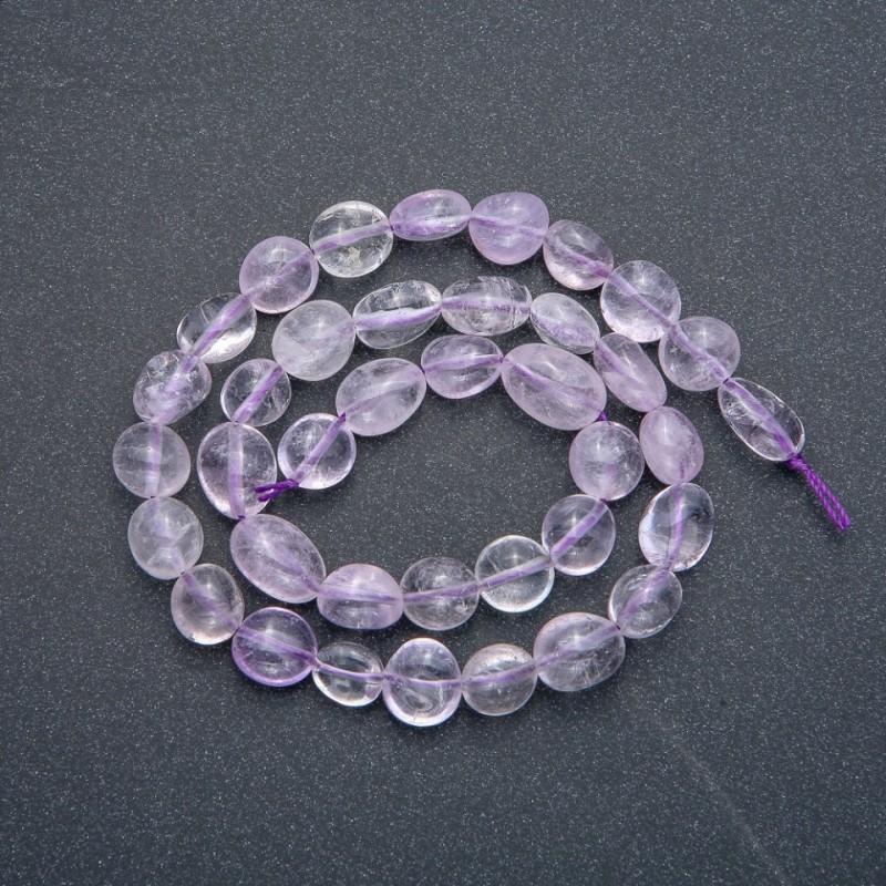 Mărgele pe șnur din piatră naturală de ametist, cu tăietură galetă, diametrul 10x8 mm, lungime 41 cm +
