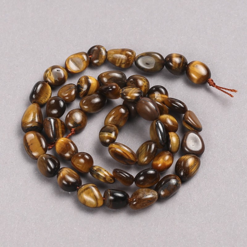 Mărgele pe șnur din piatră naturală ochiul de tigru, fațetate, diametrul 6×8 mm ±, lungime 39 cm