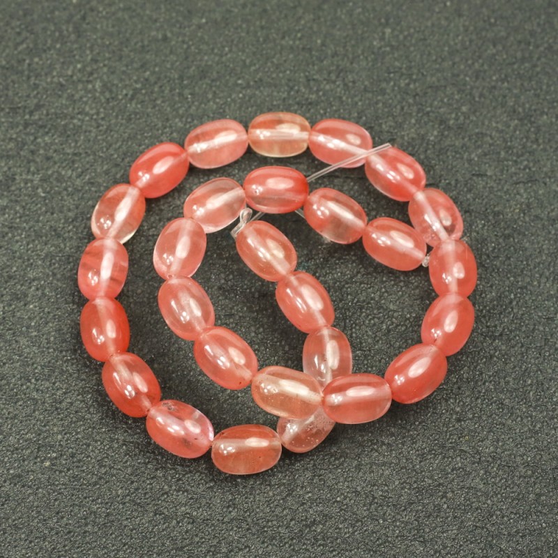 Mărgele pe șnur din piatră naturală calcedonie, formă de buton, diametrul 10×14 mm, lungime 39 cm
