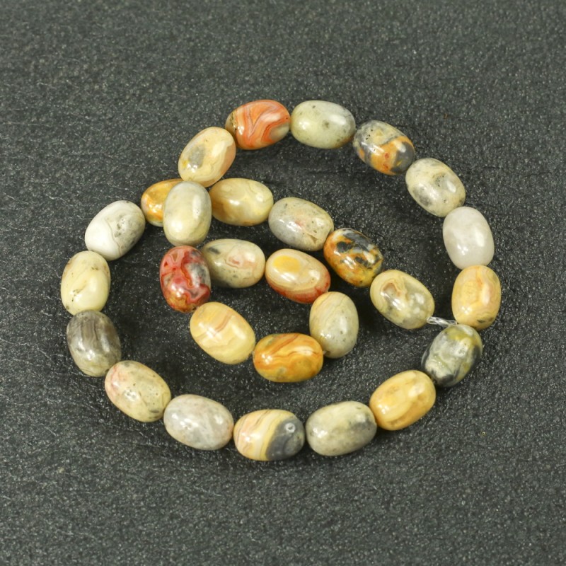 Mărgele pe șnur din piatră naturală - Jasp Imperial, diametrul 10x14 mm, lungime 39 cm