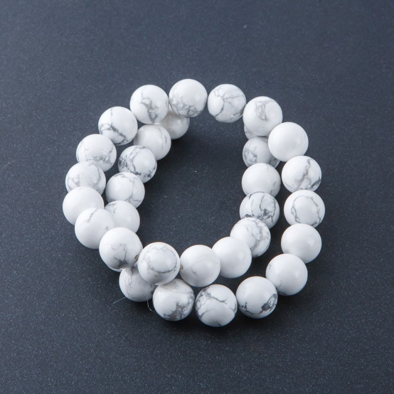 Mărgele din kaolin natural, pe șnur, diametru 12 mm, 38 cm