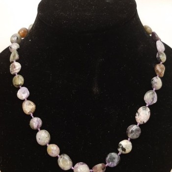 Colier din charoit natural, mărgele fațetate, diametrul 10×12 mm, lungime 50 cm