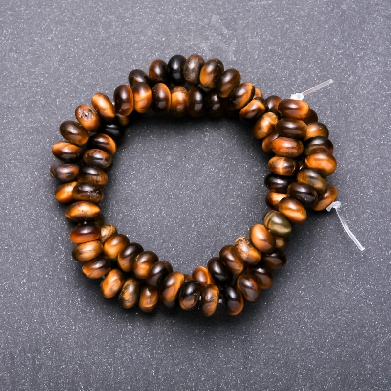 Mărgele din piatră naturală Ochiul de tigru rondel net 8x6mm, lungime 40 cm