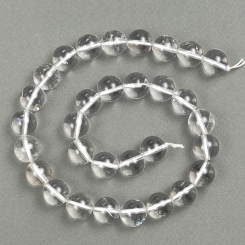 Mărgele din cristal de munte pe șnur, bile netede, diametrul de 12 mm, lungimea 37 cm