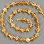 Mărgele pe șnur, piatră naturală citrin, tăiate facetat în formă de romb, diametrul 9×8,5 mm, lungime 39 cm ± (cu inserții de mărgele de 3×3 mm)