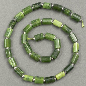 Mărgele pe șnur din jadit natural, fațetate, 10×6–7 mm, lungime 40 cm +/-