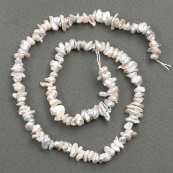 Șnur de perle baroce granule mici cu nuanță «benzină», diametru 6x1-3 mm, lungime 39 cm+