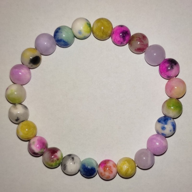 Brățară din cuarț tonat asortat (artificial), mărgele de 8 mm, lungime 18 cm