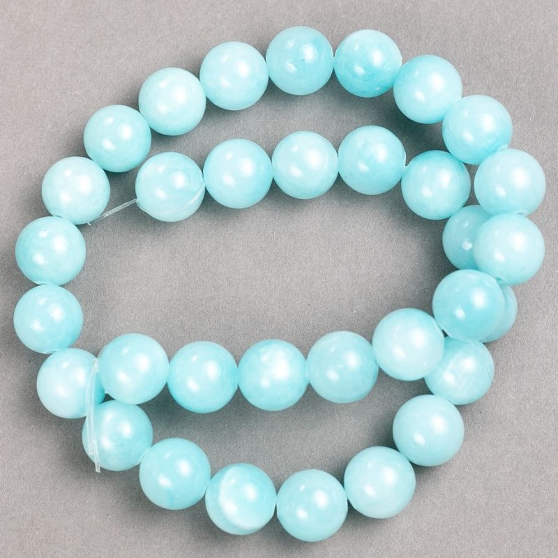 Perle pe fir Acvamarin (acrilic sintetic) bilă netedă, diametrul 12,5 mm, lungime 40 cm