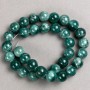 Mărgele pe șnur – cuarț tonifiat, acrilic, culoare viridian, formă sferică netedă, diametrul 12,5 mm, lungime 40 cm