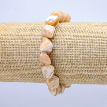 Brățară pe elastic, bej natural, sidef, diametru aproximativ 19×12 mm, lungime 18 cm ±