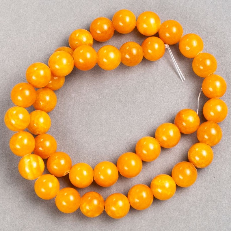 Mărgele Citrin pe fir (acrilic) – bile netede, diametrul 10,5 mm, lungime 40 cm+