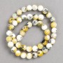 Mărgele galben-gri-albe (acrilice artificiale) pe fir, bilă netedă, diametrul 8 mm ±, lungime 40 cm ±