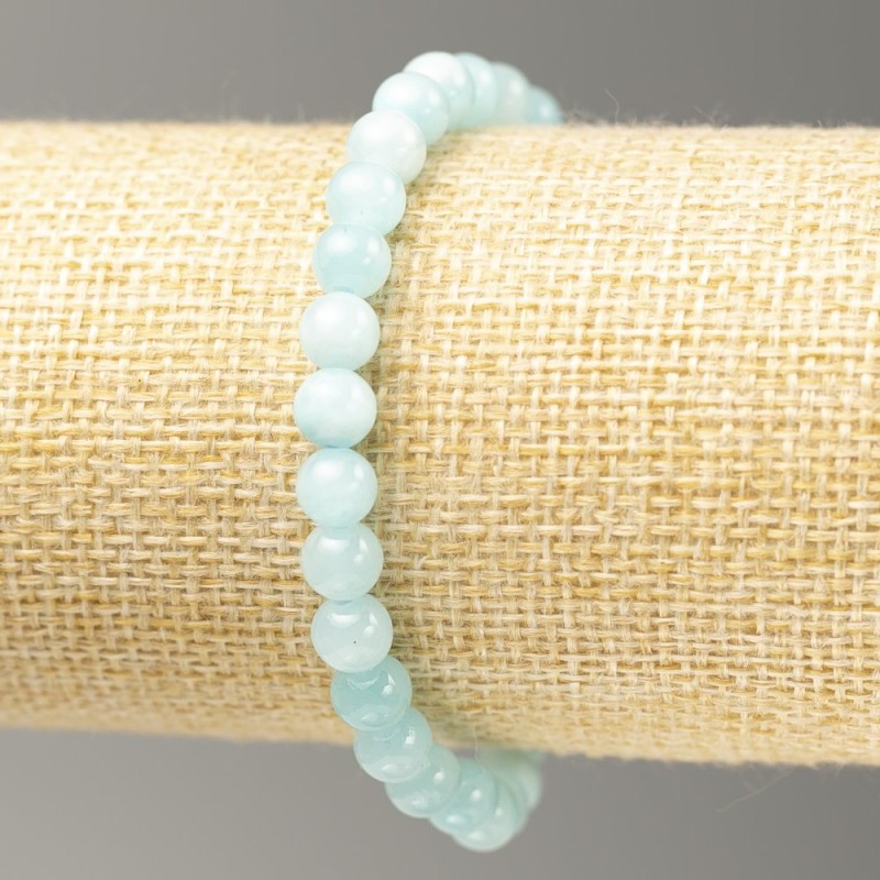 Brățară pe elastic Acvamarin (acrilic artificial) mărgea netedă, diametrul 6,5 mm, lungime 18 cm