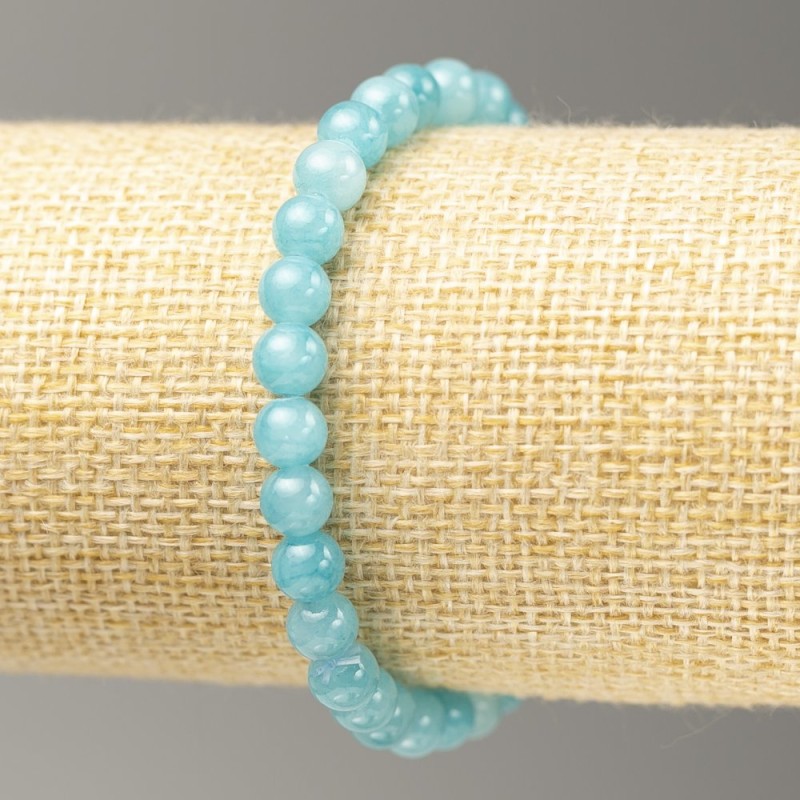 Brățară pe elastic Acvamarin (acrilic artificial) mărgele netede, diametrul de 6,5 mm, lungimea 18 cm