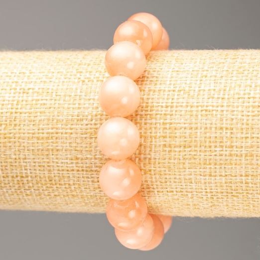 Brățară pe elastic cu selenit (acrilic artificial) mărgea netedă, diametrul 12,5 mm, lungime 18 cm