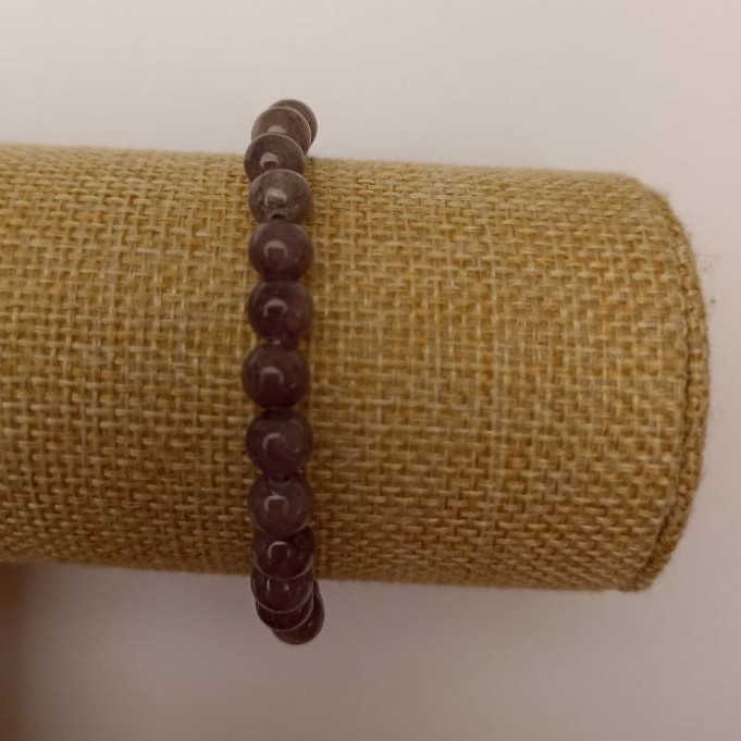 Brățară pe elastic din cuarț tonifiat (acrilic artificial) gri închis, mărgele lucioase, diametrul de 6,5 mm, lungime 18 cm