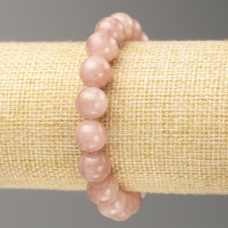 Brățară pe elastic cu cuarț căpșună (acrilic artificial) mărgele netede, diametrul de 10 mm, lungime 18 cm