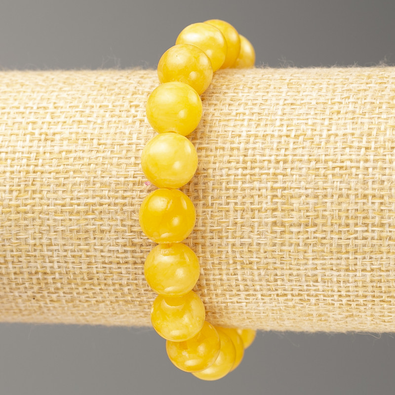 Brățară pe elastic, citrin (acrilic artificial) bilă netedă, diametru 10 mm, lungime 18 cm