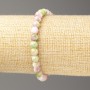 Brățară roz, verde și albă, nefrit oceanic imitatie (acril lucios), diametrul mărgelelor aproximativ 6 mm, lungimea aproximativă 18 cm, cu mărgele netede pe elastic