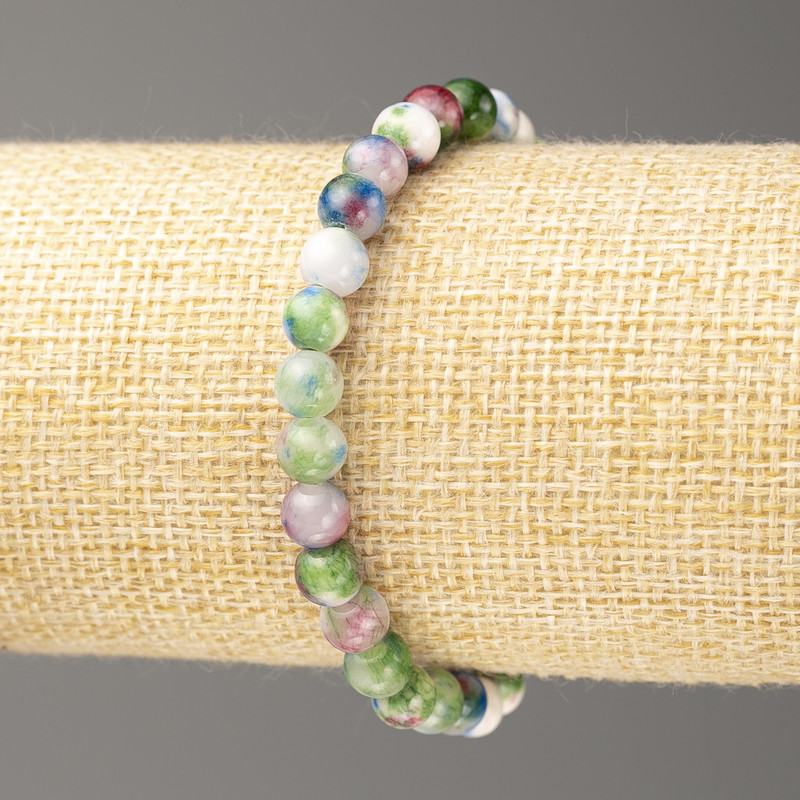 Brățară nefrit oceanic (acrilic sintetic), diametru 6 mm, lungime 18 cm, bile netede pe elastic