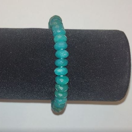 Brățară din acvamarin sintetic (artificial) (verde-albastru) mărgele rondelle facetate, diametrul 8x5 mm, lungime 18 cm+
