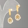 Cercei Xuping placare cu aur, în formă de copac, din lemn, cu cristale albe, diametrul 12 mm, lungimea 2,8 cm+