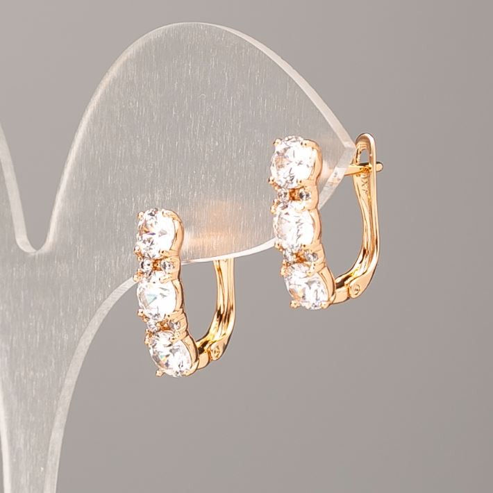 Cercei Xuping placare cu aur 18K cu cristale albe, diametrul 17x5 mm+