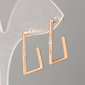 Cercei Xuping placare cu aur de 18K cu strasuri albe, diametru 23,5 mm, 5x2 mm +