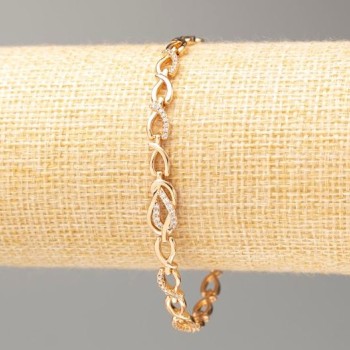 Brățară Xuping placare cu aur 18K, lungime 19 cm, grosime 5 mm, cu cristale albe