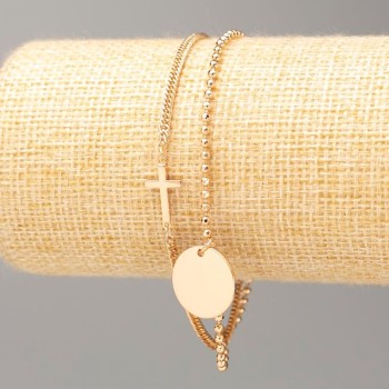 Brățară Xuping placare cu aur „Crucișor” 18K, lungime 18–22 cm, grosime 2 mm +/-