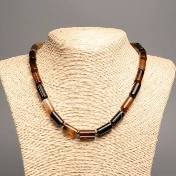 Colier din agat cilindric, diametrul 16×8 mm, lungime 46 cm