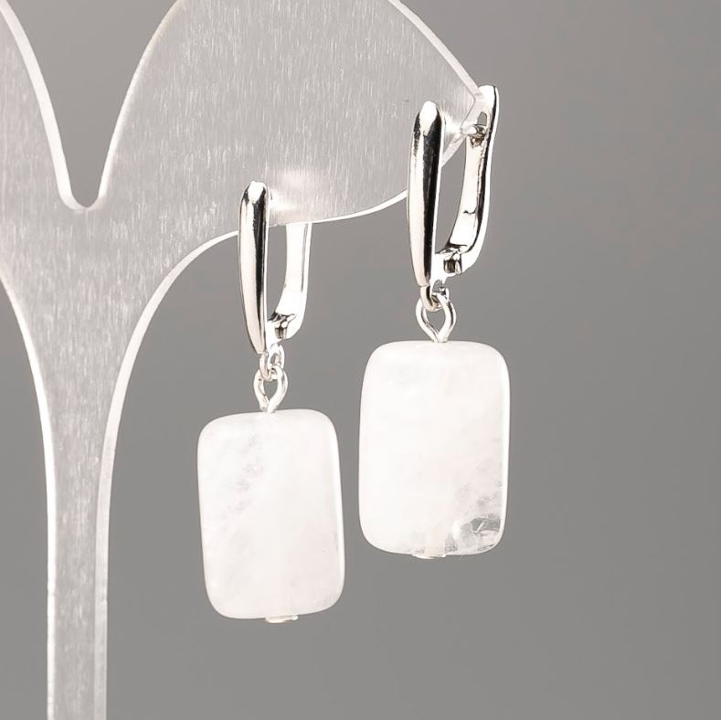 Cercei din cristal de munte natural, diametrul 18x13 mm