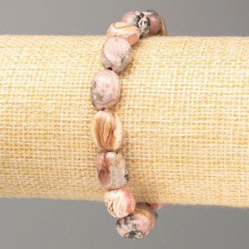 Brățară din piatră naturală rodohrozit, șlefuită, diametrul 12×8 mm, lungime 18 cm