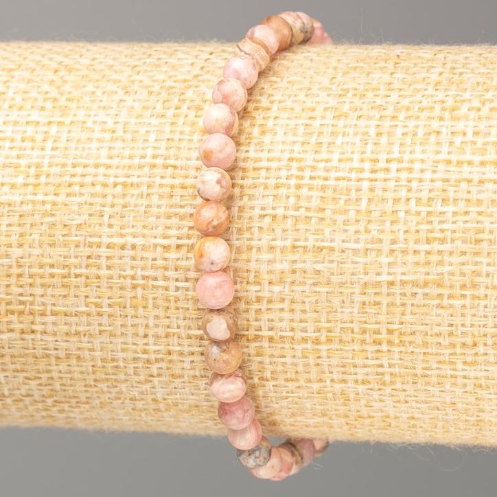 Brățară din piatră naturală rhodonit, mărgele netede, diametrul de 4,5 mm, lungime 18 cm