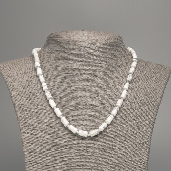 Colier din kaholong, piatră naturală netedă cilindrică, diametrul 10x6 mm +/-, lungime 49 cm +/-