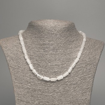 Colier din cristal de munte, piatră naturală, cilindru neted, diametrul 10×6 mm, lungime 48 cm ±