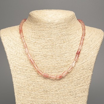 Colier din calcedon natural, mărgele cilindrice netede, diametrul 10×6 mm, lungime 48 cm ±